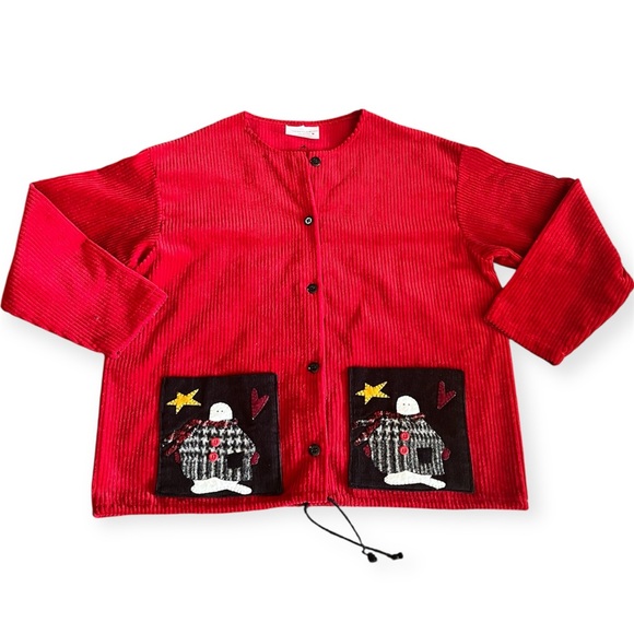 Christmas Corduroy Button down Top - Medium - Ugly Christmas Sweater - Picture 1 of 7